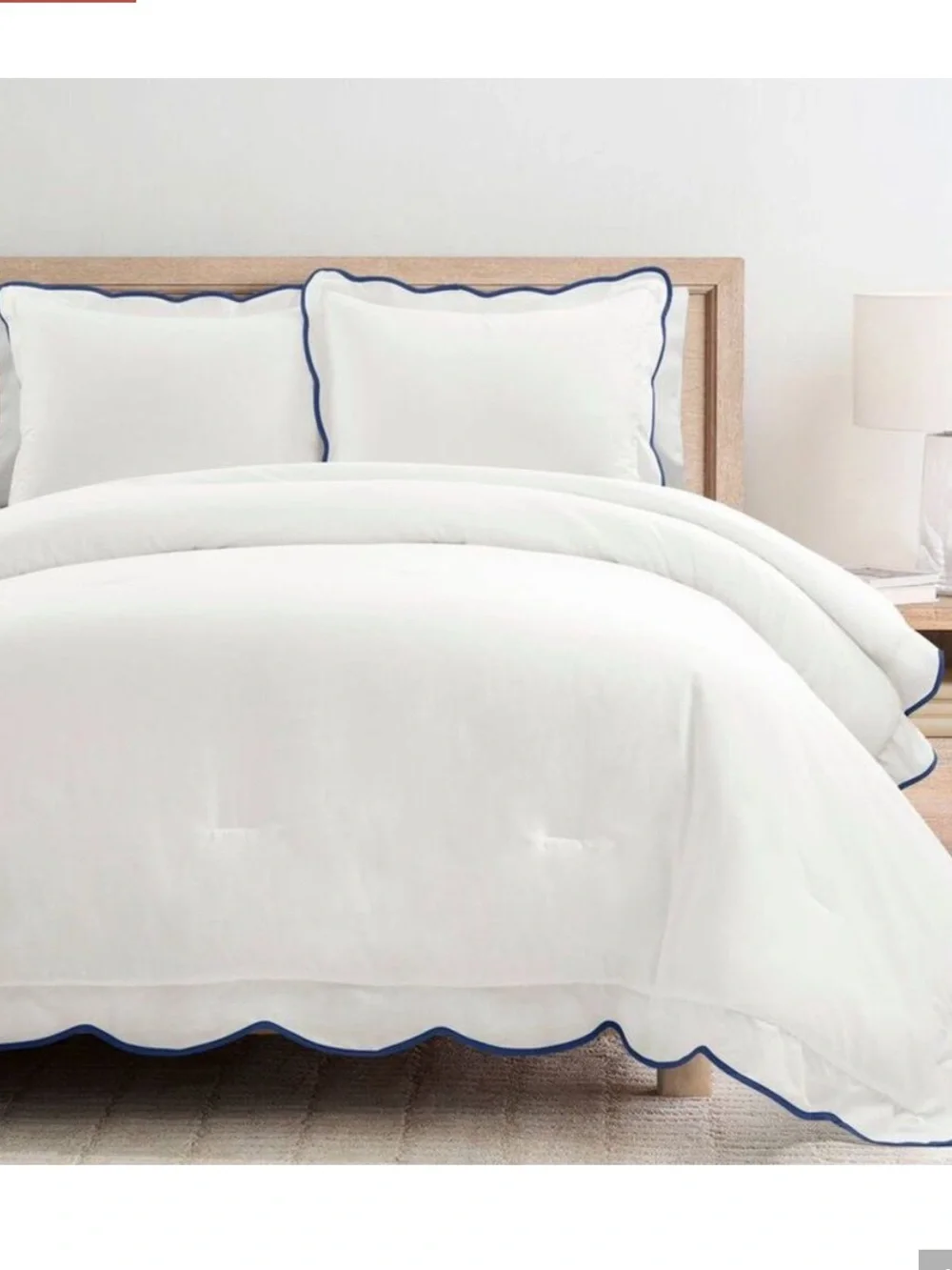 ❗️Lush Decor Coastal Chic Scalloped Edge Comforter Set with Navy NWT $162